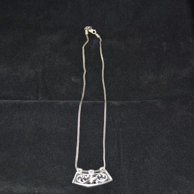 925 Sterling Herringbone Chain w/ 925 Pendant 18" 15.1g