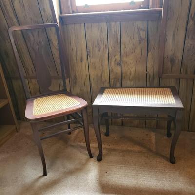 Wooden Chair and Table with Woven Cain (UO-KD)