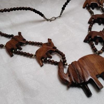 Wooden Elephant 24" Necklace