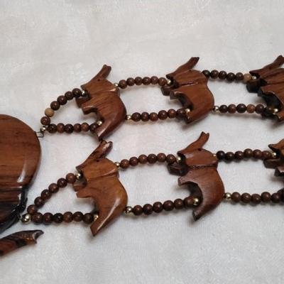 Wooden Elephant 24" Necklace
