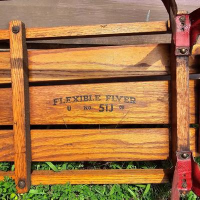 Two Vintage Sleds & Wheelbarrow  (OB3-JS)