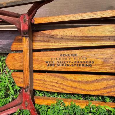 Two Vintage Sleds & Wheelbarrow  (OB3-JS)