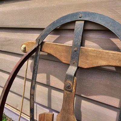 Two Vintage Sleds & Wheelbarrow  (OB3-JS)