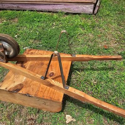 Two Vintage Sleds & Wheelbarrow  (OB3-JS)