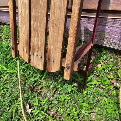 Two Vintage Sleds & Wheelbarrow  (OB3-JS)