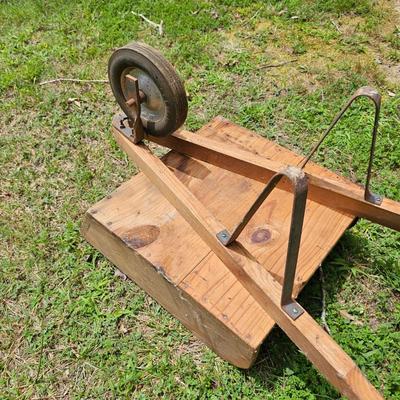 Two Vintage Sleds & Wheelbarrow  (OB3-JS)