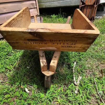 Two Vintage Sleds & Wheelbarrow  (OB3-JS)