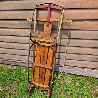 Two Vintage Sleds & Wheelbarrow  (OB3-JS)