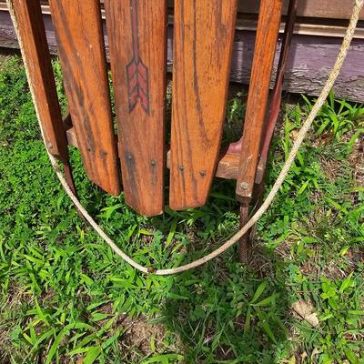 Two Vintage Sleds & Wheelbarrow  (OB3-JS)