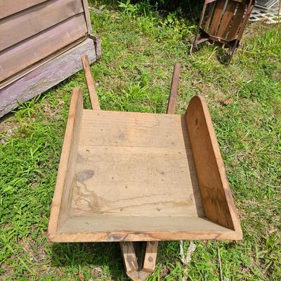 Two Vintage Sleds & Wheelbarrow  (OB3-JS)