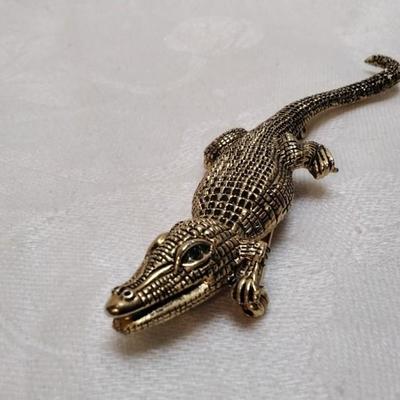 Brass Alligator Brooch