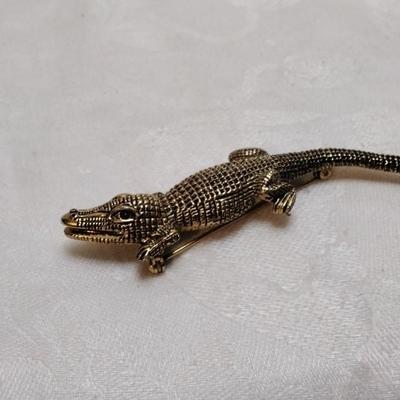 Brass Alligator Brooch