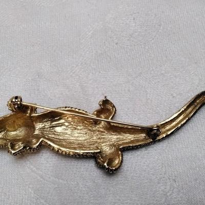 Brass Alligator Brooch