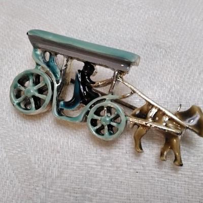 Horse and Carriage Brooch