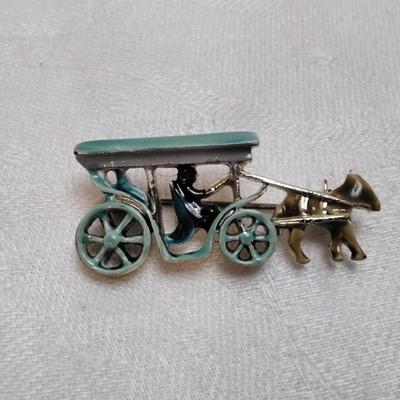Horse and Carriage Brooch
