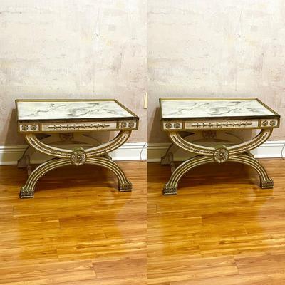 Pair (2) ~ Hollywood Regency Style Side Tables ~ *Read Details