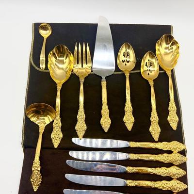 1847 Rogers Bros Gold Plate, Heritage Silversmiths three piece hostess