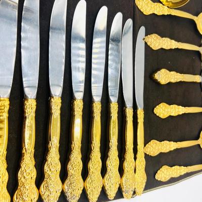 1847 Rogers Bros Gold Plate, Heritage Silversmiths three piece hostess