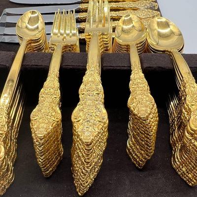 1847 Rogers Bros Gold Plate, Heritage Silversmiths three piece hostess