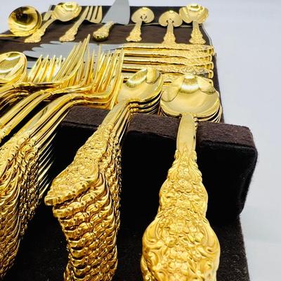 1847 Rogers Bros Gold Plate, Heritage Silversmiths three piece hostess