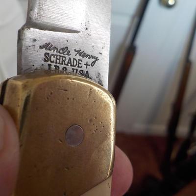 Schrade "old timer" and deer both folding/ case for larger/ est. $30 to $75.