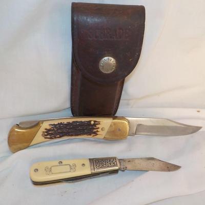 Schrade "old timer" and deer both folding/ case for larger/ est. $30 to $75.