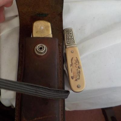 Schrade "old timer" and deer both folding/ case for larger/ est. $30 to $75.