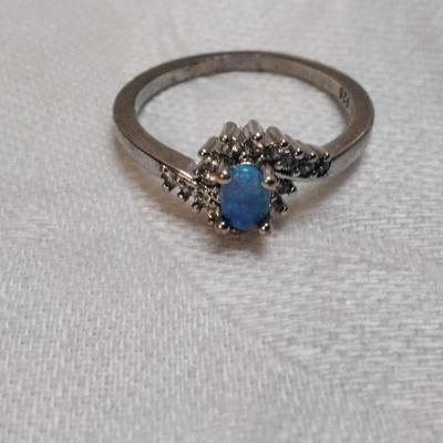 Blue Opal 925 Ring Size 11
