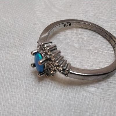 Blue Opal 925 Ring Size 11