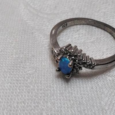 Blue Opal 925 Ring Size 11