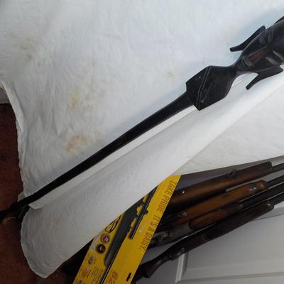 African Hand made wooden spear made of IRON WOOD (real) / est $110 to $185.