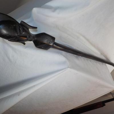 African Hand made wooden spear made of IRON WOOD (real) / est $110 to $185.