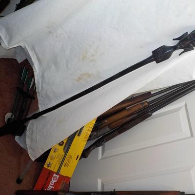 African Hand made wooden spear made of IRON WOOD (real) / est $110 to $185.