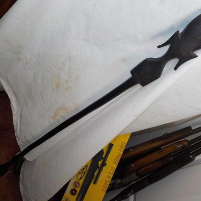 African Hand made wooden spear made of IRON WOOD (real) / est $110 to $185.