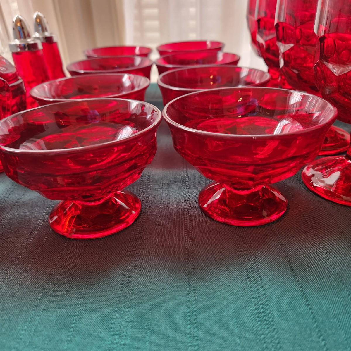 20 Pieces Vintage Viking Glass Georgian Ruby Red Glassware