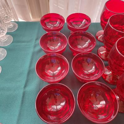 20 Pieces Vintage Viking Glass Georgian Ruby Red Glassware