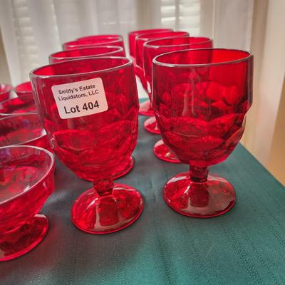 20 Pieces Vintage Viking Glass Georgian Ruby Red Glassware