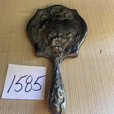 Vintage Silver Repousse Hand Held Vanity Mirror