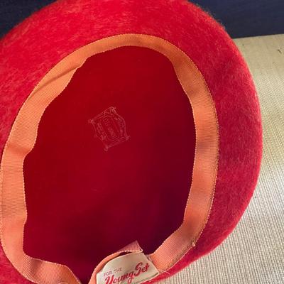 Vintage Downy Felt Red Ladyâ€™s Hat
