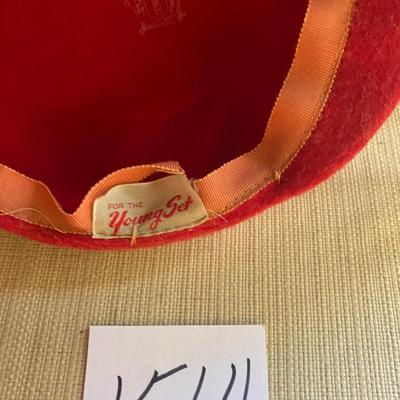 Vintage Downy Felt Red Ladyâ€™s Hat