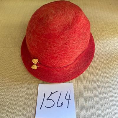 Vintage Downy Felt Red Ladyâ€™s Hat