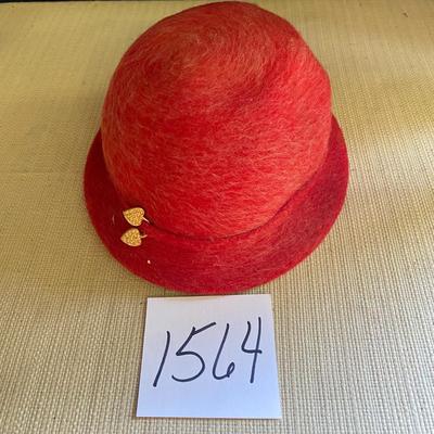 Vintage Downy Felt Red Ladyâ€™s Hat