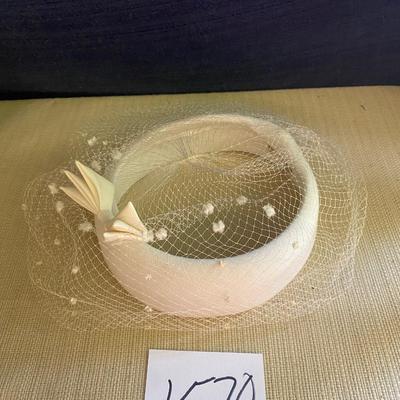 Vintage White Halo Hat w/Netting