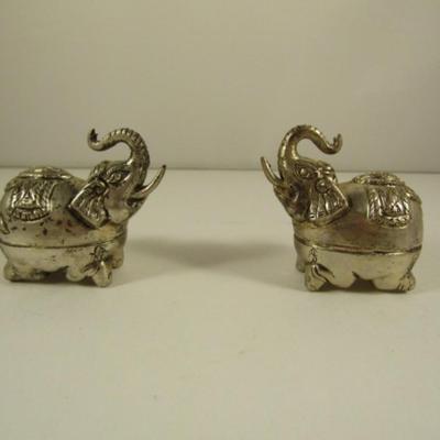 Pair of Elephant Theme Miniature Trinket Boxes- Approx 2