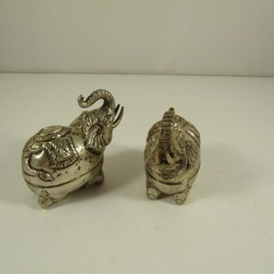 Pair of Elephant Theme Miniature Trinket Boxes- Approx 2