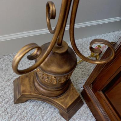 Ornate Floor Lamp w/ Amber Glass