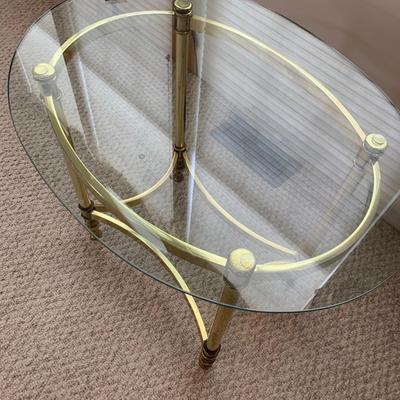 Glass Top Brass Base Coffee Table
