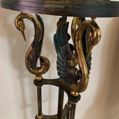 Ornate Swan Decor Look Tall Glass Top Plant / Bust Stand