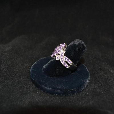 925 Sterling Ring with Amethyst Settings Sz 8 6.2g
