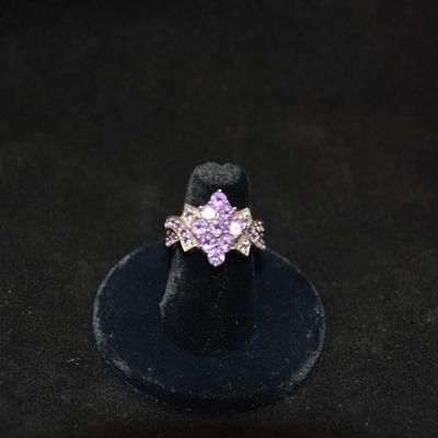 925 Sterling Ring with Amethyst Settings Sz 8 6.2g